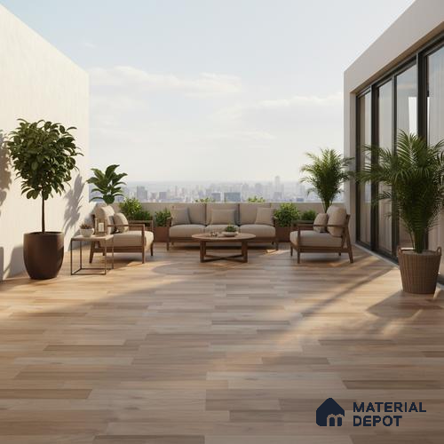Parking Floor Tile TL 00881 Latte Beige | 16 x 16 inch | Anti Slip Matte Finish Heavy Duty Vitrified Tile - 12 mm | Suitable For High Traffic Areas, Terrace, Balcony | Pattern Alignment May Vary | 2-3 mm Spacer is Mandatory