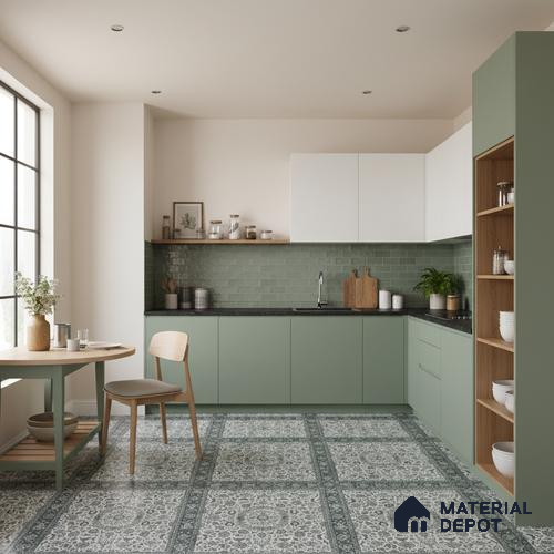 Moroccan Wall & Floor Tile TL 00902 Carpet 2 ft x 2 ft Matte Finish Vitrified Tile - 9 mm | Suitable For Kitchen, Bathroom, Dining Area | Please Expect a Slight Variation of Pattern