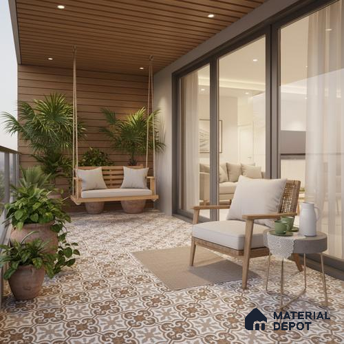 Moroccan Wall & Floor Tile TL 00907 Armeida 2 ft x 2 ft Matte Finish Vitrified Tile - 9 mm | Suitable For Kitchen, Bathroom, Dining Area | Please Expect a Slight Variation of Pattern