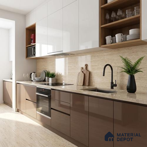 TL 01161 Traventino Brass Light 600 x 1200 mm Glossy Finish Digital Vitrified Wall & Floor Tile - 9 mm