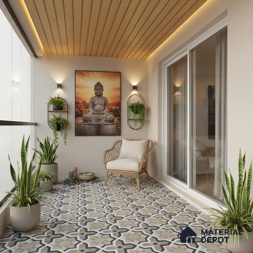 Moroccan Wall & Floor Tile TL 01435 Taupe Grey 2 ft x 2 ft Matte Finish Vitrified Tile - 9 mm | Suitable For Kitchen, Bathroom, Dining Area | Please Expect a Slight Variation of Pattern