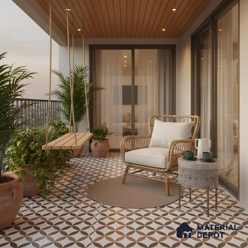 Moroccan Wall & Floor Tile TL 01440 Coffee Brown 2 ft x 2 ft Matte Finish Vitrified Tile - 9 mm | Suitable For Kitchen, Bathroom, Dining Area | Please Expect a Slight Variation of Pattern