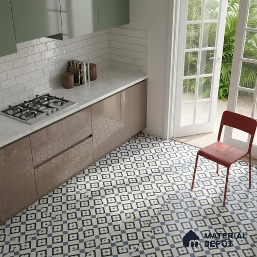 Moroccan Wall & Floor Tile TL 01441 Snow White & Eerie Black 2 ft x 2 ft Matte Finish Vitrified Tile - 9 mm | Suitable For Kitchen, Bathroom, Dining Area | Please Expect a Slight Variation of Pattern