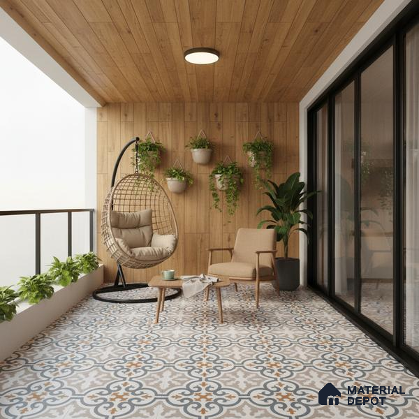 Moroccan Wall & Floor Tile TL 01442 White Smoke 2 ft x 2 ft Matte Finish Vitrified Tile - 9 mm | Suitable For Kitchen, Bathroom, Dining Area | Please Expect a Slight Variation of Pattern