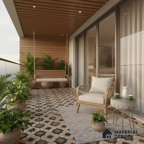 Moroccan Wall & Floor Tile TL 01443 Tan Beige 2 ft x 2 ft Matte Finish Vitrified Tile - 9 mm | Suitable For Kitchen, Bathroom, Dining Area | Please Expect a Slight Variation of Pattern