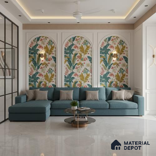 Budget Friendly Large Format Marble Floor & Wall Tile TL 01462 Ash Ford Bianco 6 ft x 4 ft Glossy Finish Vitrified Tile - 9 mm | Suitable For Living Room, Bedroom, Office | Adhesive and Spacers Must be Used During Installation