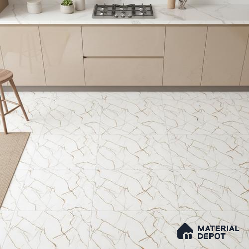 TL 01504 White 2 ft x 2 ft Matte Finish Wall and Floor Porcelain Moroccan Tile - 9 mm