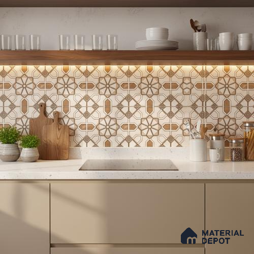 TL 01508 B Cream Champagne Highlighter 2 ft x 1 ft Glossy Finish Ceramic Wall Tile - 6 mm