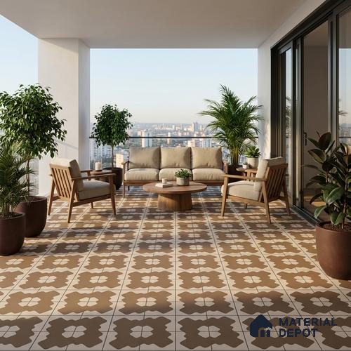 TL 01840 Beach Brown 16 x 16 inch Matte Finish Vitrified Parking / Outdoor Floor Tile - 12 mm | Pattern Alignment May Vary | 2-3 mm Spacer is Mandatory