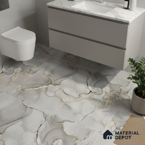 TL 01915 E Chrome Dark 12 x 12 inch Matte Finish Anti Skid Ceramic Floor Tile - 6 mm
