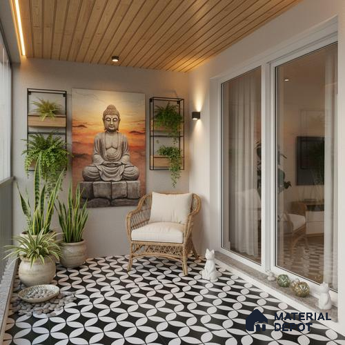 Moroccan Floor & Wall Tile TL 02119 Smoky Black 2 ft x 2 ft Matte Finish Vitrified Tile - 9.5 mm | Suitable For Kitchen, Bathroom, Dining Area | Please Expect a Slight Variation of Pattern
