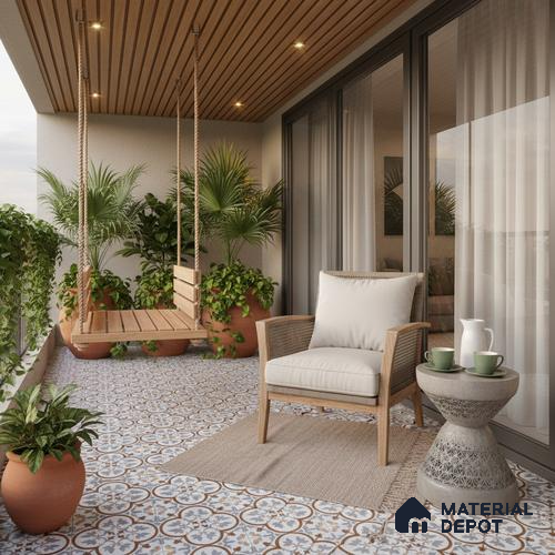 Moroccan Floor & Wall Tile TL 02121 Cool Grey & Brown 2 ft x 2 ft Matte Finish Vitrified Tile - 9.5 mm | Suitable For Kitchen, Bathroom, Dining Area | Please Expect a Slight Variation of Pattern