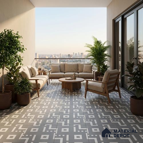 TL 02145 Azul Sky 16 x 16 inch Matte Finish Vitrified Parking / Outdoor Floor Tile - 12 mm | Pattern Alignment May Vary | 2-3 mm Spacer is Mandatory