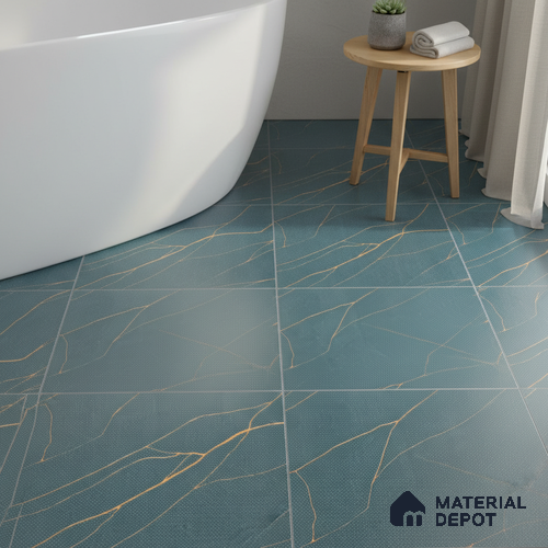 TL 02147 D Ocean Azul Pattern 4 12 x 12 inch Matte Finish Ceramic Floor Tile - 6 mm