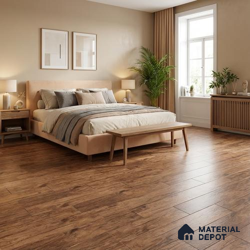 A close-up of aTL 02325 Cocoa Brown 1000 x 200 mm Matte Finish Porcelain Wall & Floor Tile - 9 mm with a Matte finish available at Material Depot in Bangalore