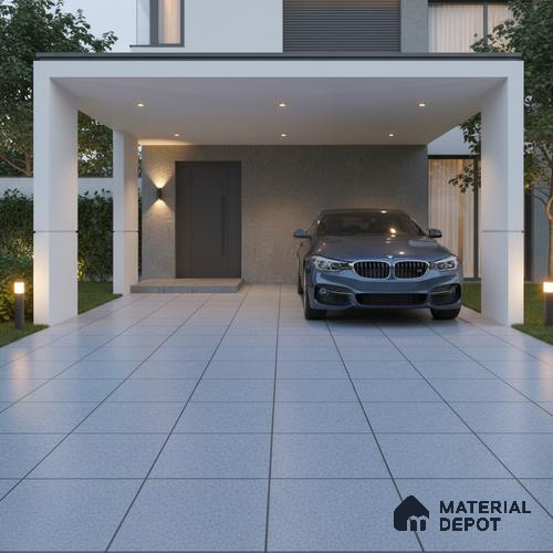Parking Floor Tile TL 02331 B Dark 16 x 16 inch Vitrified Anti Skid Matte Finish Heavy Duty Tile - 12 mm | Suitable For Outdoor, Heavy Traffic Areas | Pattern Alignment May Vary | 2-3 mm Spacer is Mandatory