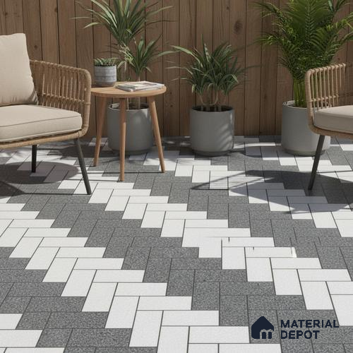 Parking Floor Tile TL 02334 16 x 16 inch Vitrified Anti Skid Matte Finish Heavy Duty Tile - 12 mm | Suitable For Outdoor, Heavy Traffic Areas | Pattern Alignment May Vary | 2-3 mm Spacer is Mandatory