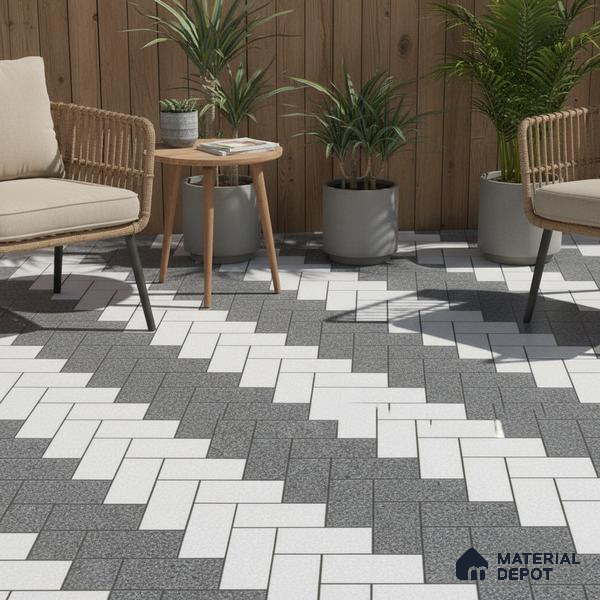 Parking Floor Tile TL 02334 16 x 16 inch Vitrified Anti Skid Matte Finish Heavy Duty Tile - 12 mm | Suitable For Outdoor, Heavy Traffic Areas | Pattern Alignment May Vary | 2-3 mm Spacer is Mandatory