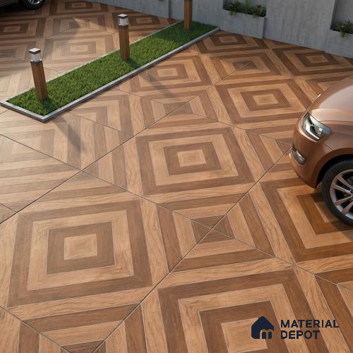 Parking Floor Tile TL 02339 16 x 16 inch Vitrified Anti Skid Matte Finish Heavy Duty Tile - 12 mm | Suitable For Outdoor, Heavy Traffic Areas | Pattern Alignment May Vary | 2-3 mm Spacer is Mandatory