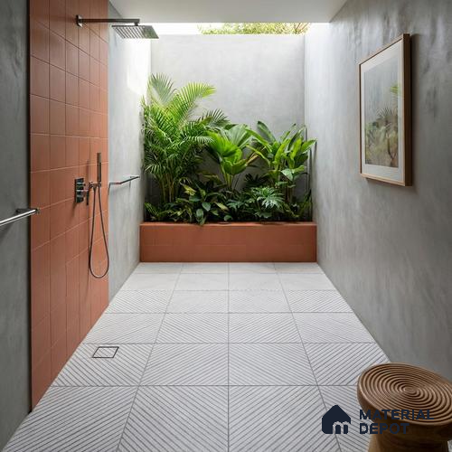 Parking Floor Tile TL 02344 16 x 16 inch Vitrified Anti Skid Matte Finish Heavy Duty Tile - 12 mm | Suitable For Outdoor, Heavy Traffic Areas | Pattern Alignment May Vary | 2-3 mm Spacer is Mandatory