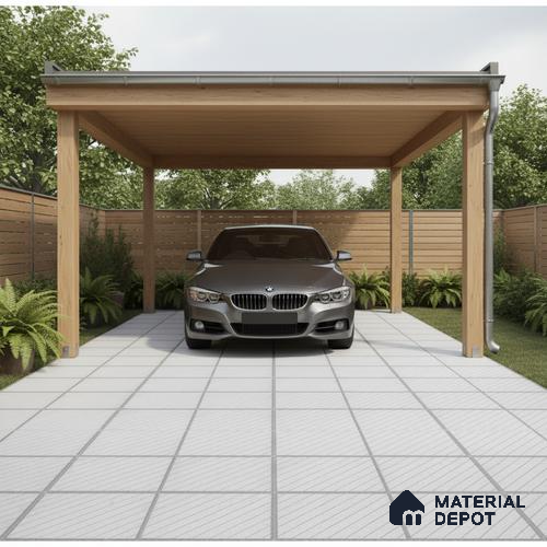Parking Floor Tile TL 02344 16 x 16 inch Vitrified Anti Skid Matte Finish Heavy Duty Tile - 12 mm | Suitable For Outdoor, Heavy Traffic Areas | Pattern Alignment May Vary | 2-3 mm Spacer is Mandatory