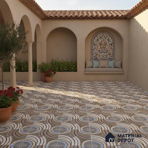 Parking Floor Tile TL 02345 16 x 16 inch Vitrified Anti Skid Matte Finish Heavy Duty Tile - 12 mm | Suitable For Outdoor, Heavy Traffic Areas | Pattern Alignment May Vary | 2-3 mm Spacer is Mandatory