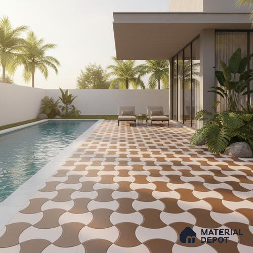 Parking Floor Tile TL 02346 16 x 16 inch Vitrified Anti Skid Matte Finish Heavy Duty Tile - 12 mm | Suitable For Outdoor, Heavy Traffic Areas | Pattern Alignment May Vary | 2-3 mm Spacer is Mandatory