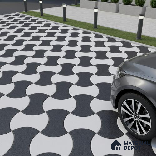 Parking Floor Tile TL 02347 16 x 16 inch Vitrified Anti Skid Matte Finish Heavy Duty Tile - 12 mm | Suitable For Outdoor, Heavy Traffic Areas | Pattern Alignment May Vary | 2-3 mm Spacer is Mandatory