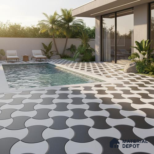 Parking Floor Tile TL 02347 16 x 16 inch Vitrified Anti Skid Matte Finish Heavy Duty Tile - 12 mm | Suitable For Outdoor, Heavy Traffic Areas | Pattern Alignment May Vary | 2-3 mm Spacer is Mandatory