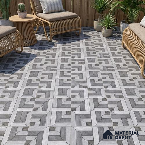 Parking Floor Tile TL 02350 16 x 16 inch Vitrified Anti Skid Matte Finish Heavy Duty Tile - 12 mm | Suitable For Outdoor, Heavy Traffic Areas | Pattern Alignment May Vary | 2-3 mm Spacer is Mandatory