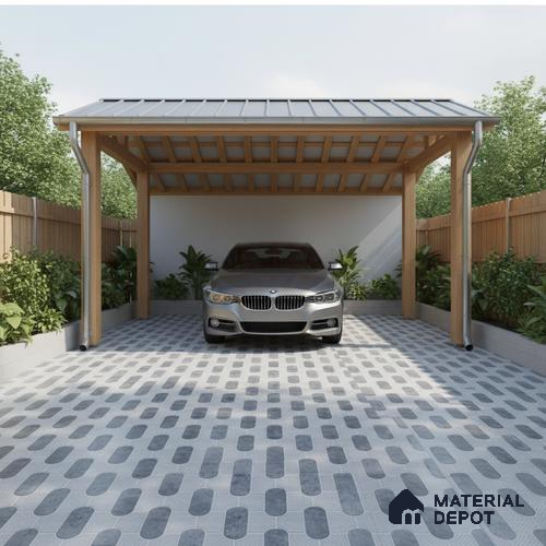 Parking Floor Tile TL 02351 16 x 16 inch Vitrified Anti Skid Matte Finish Heavy Duty Tile - 12 mm | Suitable For Outdoor, Heavy Traffic Areas | Pattern Alignment May Vary | 2-3 mm Spacer is Mandatory