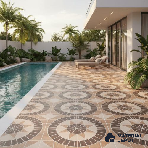 Parking Floor Tile TL 02353 16 x 16 inch Vitrified Anti Skid Matte Finish Heavy Duty Tile - 12 mm | Suitable For Outdoor, Heavy Traffic Areas | Pattern Alignment May Vary | 2-3 mm Spacer is Mandatory