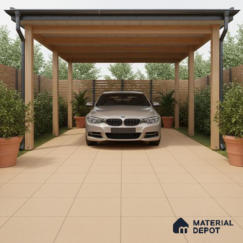 Parking Floor Tile TL 02358 16 x 16 inch Vitrified Anti Skid Matte Finish Heavy Duty Tile - 12 mm | Suitable For Outdoor, Heavy Traffic Areas | Pattern Alignment May Vary | 2-3 mm Spacer is Mandatory