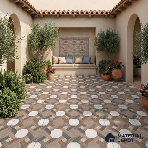 Parking Floor Tile TL 02366 16 x 16 inch Vitrified Anti Skid Matte Finish Heavy Duty Tile - 12 mm | Suitable For Outdoor, Heavy Traffic Areas | Pattern Alignment May Vary | 2-3 mm Spacer is Mandatory