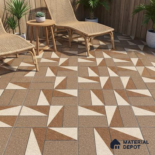 Parking Floor Tile TL 02368 16 x 16 inch Vitrified Anti Skid Matte Finish Heavy Duty Tile - 12 mm | Suitable For Outdoor, Heavy Traffic Areas | Pattern Alignment May Vary | 2-3 mm Spacer is Mandatory