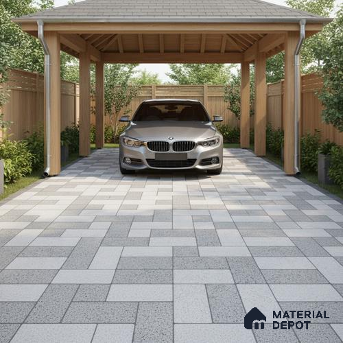 Parking Floor Tile TL 02370 16 x 16 inch Vitrified Anti Skid Matte Finish Heavy Duty Tile - 12 mm | Suitable For Outdoor, Heavy Traffic Areas | Pattern Alignment May Vary | 2-3 mm Spacer is Mandatory