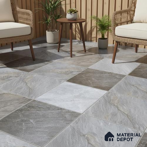 Parking Floor Tile TL 02372 16 x 16 inch Vitrified Anti Skid Matte Finish Heavy Duty Tile - 12 mm | Suitable For Outdoor, Heavy Traffic Areas | Pattern Alignment May Vary | 2-3 mm Spacer is Mandatory