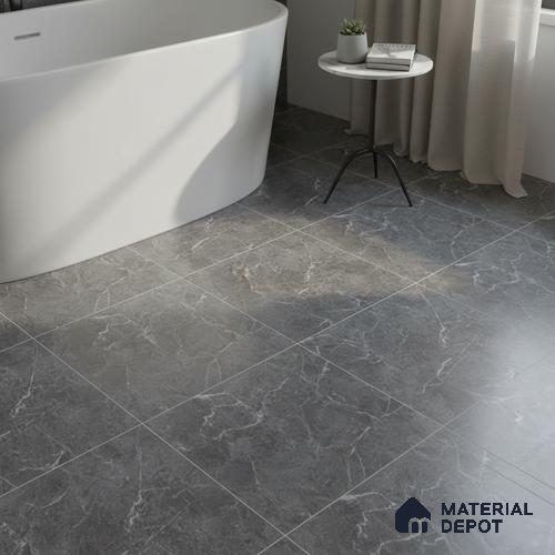 TL 02408 D Black Matching Floor 12 x 12 inch Matte Finish Ceramic Floor Tile - 6 mm