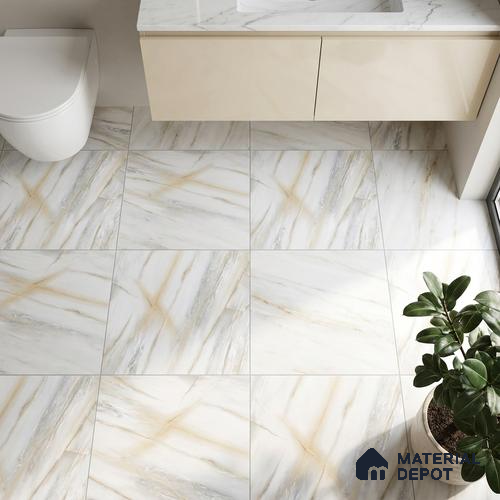 TL 02413 D White Matching Floor 12 x 12 inch Matte Finish Ceramic Floor Tile - 6 mm