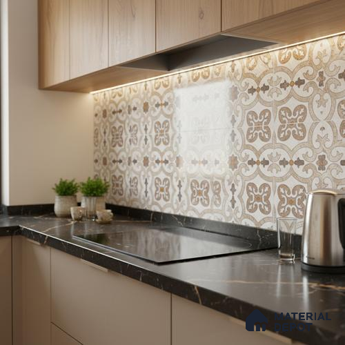TL 02418 B Brown Almond Highlighter 2 ft x 1 ft Glossy Finish Ceramic Wall Tile - 6 mm