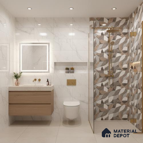TL 02453 B Grey Silver Highlighter 2 ft x 1 ft Glossy Finish Ceramic Wall Tile - 6 mm