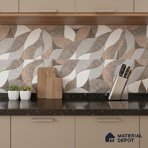 TL 02453 B Grey Silver Highlighter 2 ft x 1 ft Glossy Finish Ceramic Wall Tile - 6 mm