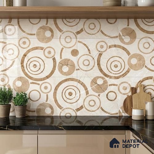 TL 02454 B Brown Champagne Highlighter 2 ft x 1 ft Glossy Finish Ceramic Wall Tile - 6 mm