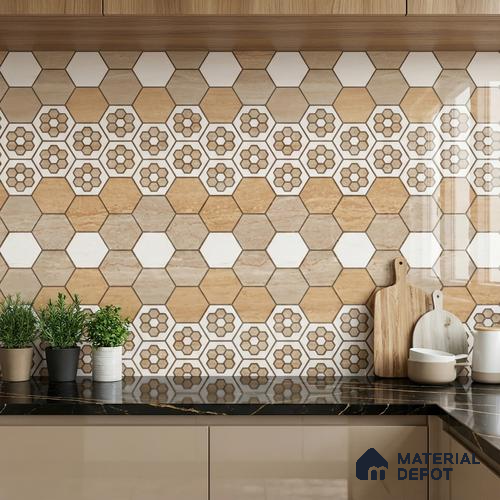 TL 02455 B Brown Tan Highlighter 2 ft x 1 ft Glossy Finish Ceramic Wall Tile - 6 mm