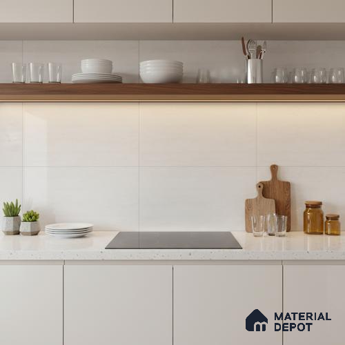 TL 02455 A Marshmallow Cream Light 2 ft x 1 ft Glossy Finish Ceramic Wall Tile - 6 mm