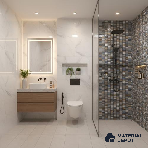 TL 02459 B Light Grey Quartz Highlighter 2 ft x 1 ft Glossy Finish Ceramic Wall Tile - 6 mm