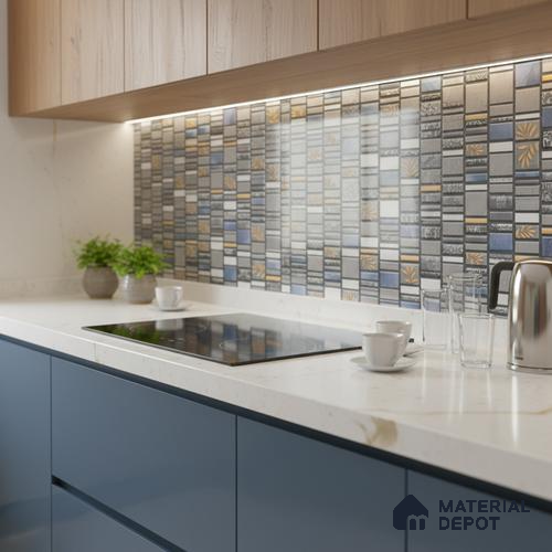 TL 02459 B Light Grey Quartz Highlighter 2 ft x 1 ft Glossy Finish Ceramic Wall Tile - 6 mm