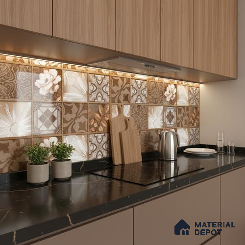 TL 02463 B Brown Raw umber Highlighter 2 ft x 1 ft Glossy Finish Ceramic Wall Tile - 6 mm