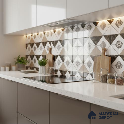 TL 02464 B White Isabelline Highlighter 2 ft x 1 ft Glossy Finish Ceramic Wall Tile - 6 mm