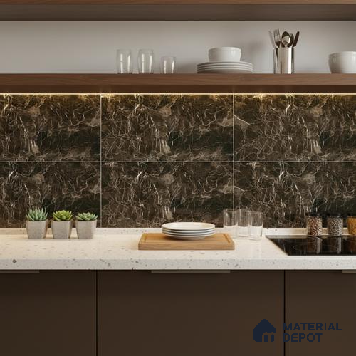 TL 02464 C Brown Van Dyke Dark 2 ft x 1 ft Glossy Finish Ceramic Wall Tile - 6 mm